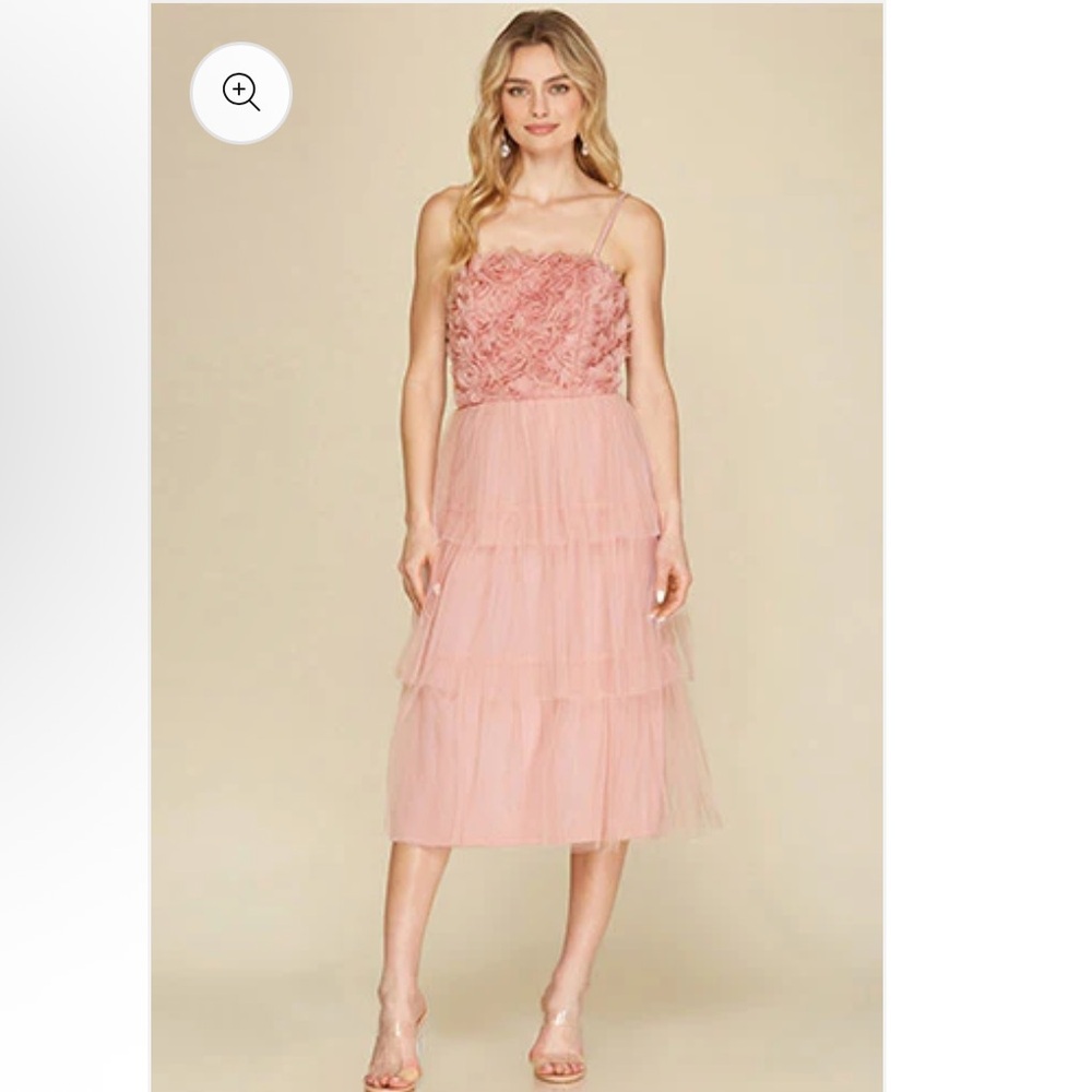 She + Sky Rose Absolute Tulle midi dress.